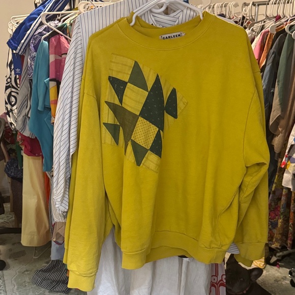 Women's Yellow and Green Crewneck Sweater
